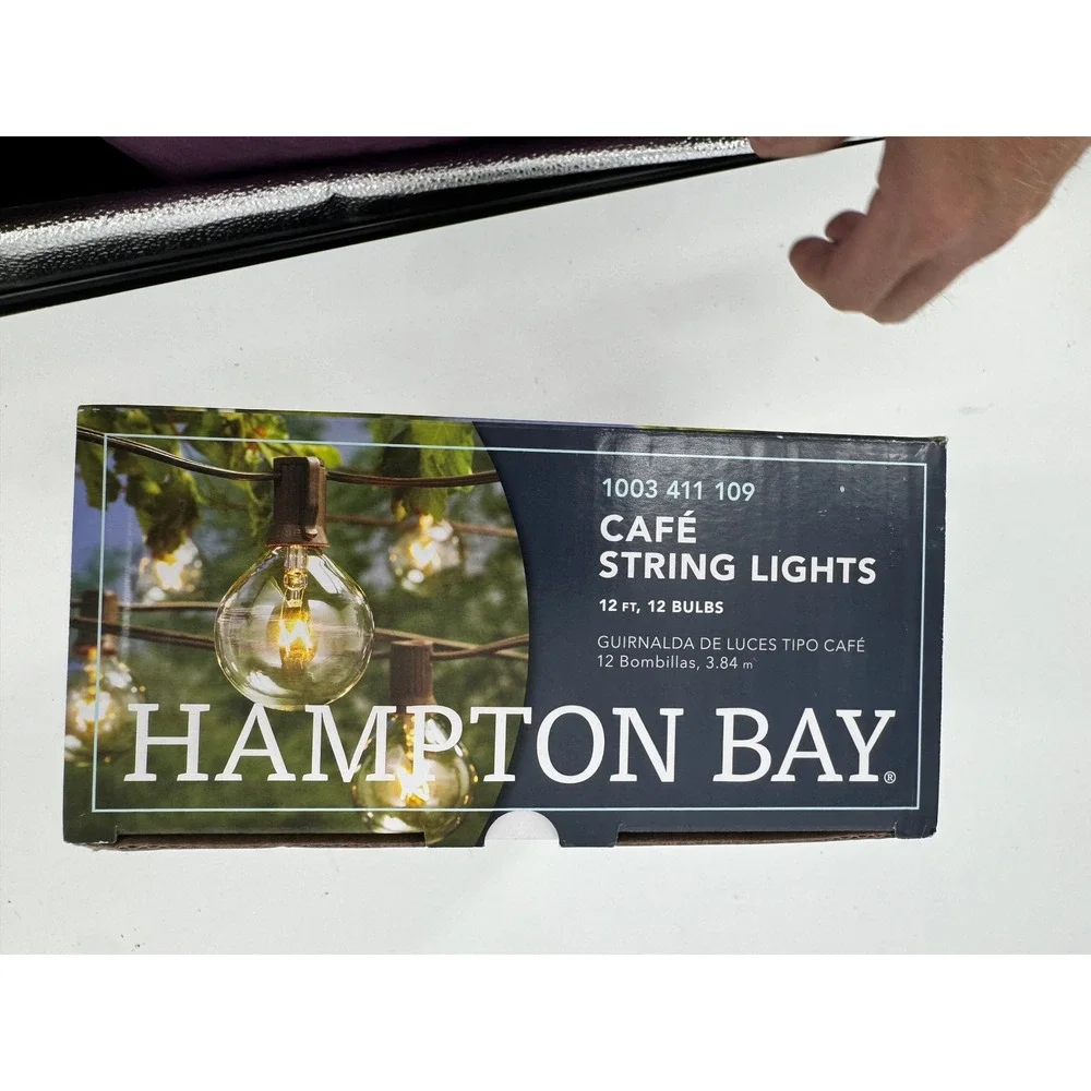 Hampton Bay Café String Lights‎ 12ft 12 Bulbs Clear Brown Outdoor Patio Party